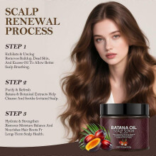 (1pcs) Batana Oil Scalp Scrub, 2-in-1 Shampoo Scalp Exfoliator for Hair Treatment, Includes Silicone Scalp Massager, Removes Buildup & Dandruff, 300g