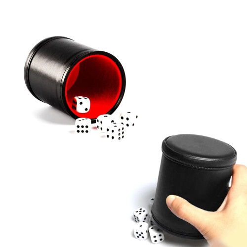 Leather Dice Cup Set Velvet-Lined 2 pcs 1