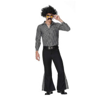 (XL, Black A) Retro 70s Hippie Cosplay Costume Halloween Costume Suit For Men Fancy Disguise Carnival Party Vintage Rock Disco Night Club