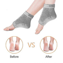 (Grey) Gel Socks Heel Protector, Heel Sock, Foot Care Soothing Dry Feet And Heels Quick Recovery
