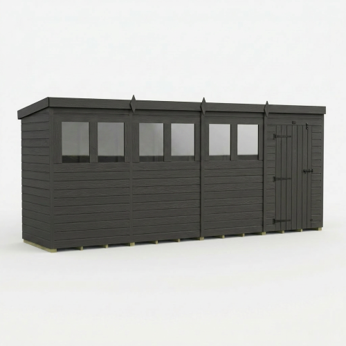 16x4 Pent Composite Shed Tanalised (Single Door, With Windows) 1