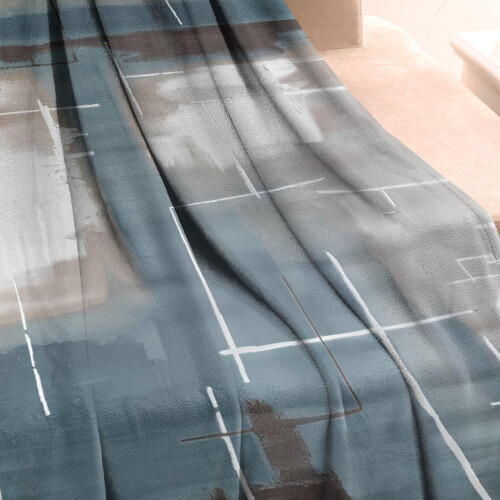 Κουβέρτα Φανέλας Aqua Gray Cyan Teal 50x60in 2