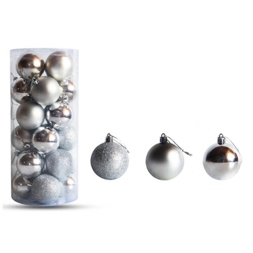 Christmas Ball Decoration Silver 30mm 24 Pcs 1