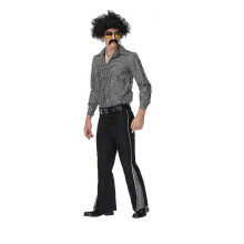 (M, Black A) Retro 70s Hippie Cosplay Costume Halloween Costume Suit For Men Fancy Disguise Carnival Party Vintage Rock Disco Night Club