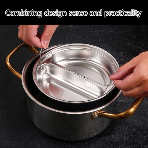 Stainless Steel Divided Steamer Tray Round 2-Handle 2