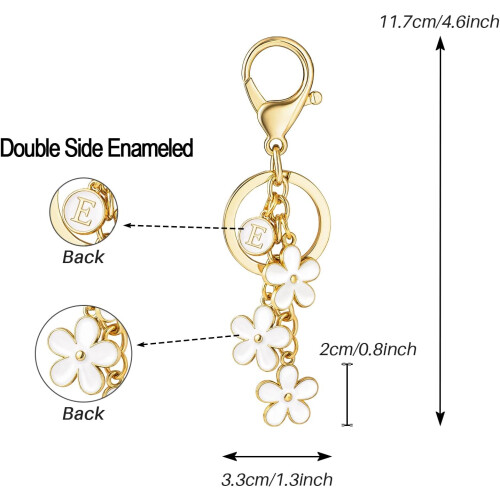 Keychain with White Pink Flower Charms 1 Piece 1