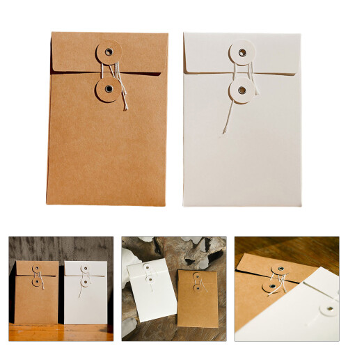 20Pcs Paper Envelope with String Button Closure Document-Yellow 2