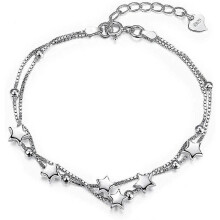 Elegant Pearls And Stars Double Layered Bracelets with 925 Sterling Silver Gift