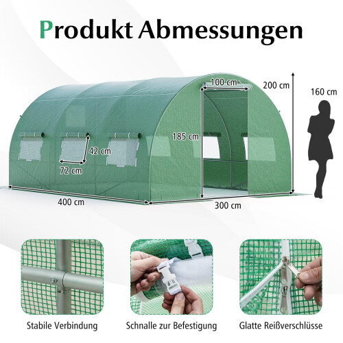 Grote inloopkas 12m² met PE-afdekking en ijzeren frame 2
