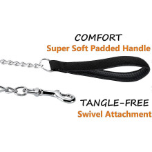 Metal Dog Leash, Heavy Duty Chew Proof Pet Leash Chain with Padded Handle for Large & Medium Size Dogs,4.0mm X 4 Foot(pack Of 1)