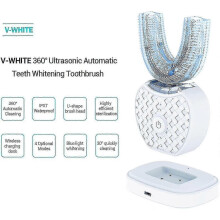 (White) Automatic U-shape Sonic Electric Toothbrush Teeth Whitening Kit With Replacement Brush Head