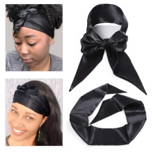 Satin Mode Stirnband Seide für Perücken Scarf Wig Grip Seidentuch Schwarz — perückenband, seidentuch, satinband