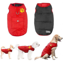 Winter Waterproof Dog Vest Coats Jackets,warm Reversible Outwear for Small Medium Large Dogs,red,chest:19",back Length:14"