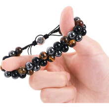 2 Pcs Heilwiy Tiger Eye Stone Bracelet Men Women, Stress Relief Yoga Beads Adjustable Gift