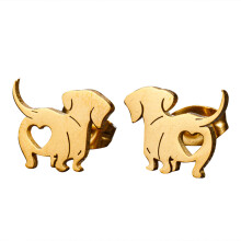 Stijlvolle huisdier teckel hond Stud Earring piercing oor-Goud