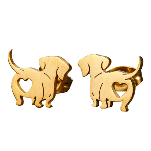 Stijlvolle huisdier teckel hond Stud Earring piercing oor-Goud