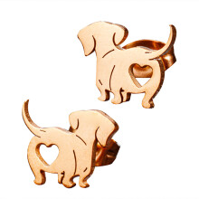 Schattige Teckel Studs Oorbellen Oor Stud Unieke Stijl-Rose goud