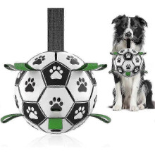 Dog Toy Football with Straps, Interactive Dog Toy, Good for Tug of War, Puppy Birthday Gift, Dog Tug Toy, Dog Water Toy, Durable Dog Ball World Cup, S