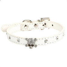 Veeki Cute Dazzling Shiny Elegant Fancy Skull Diamond Crystal Rhinestone Leather Small Pet Dog Cat Collar Puppy (l)