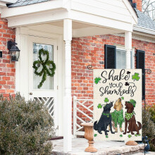 (B) St Patricks Day Decorations, St Patricks Day Flag, St. Patrick's Day Garden Flag, 23x32cm Green Shamrocks Clovers Welcome Yard Holiday Flag