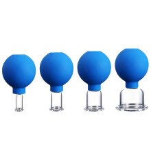 Facial Cupping Therapy Set Glass - 4 Sizes, Eye Face Vacuum Massage Anti Cellulite Cup, Silicone Massager