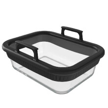 Glass Air Fryer Baking Tray (with Silicone Rim and Anti-Scald Handles) - for  AF400, AF500, SL400