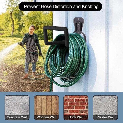 Wall-Mount Garden Hose Holder Metal 2 Pack Black 2