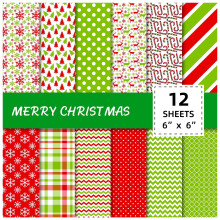 Christmas Scrapbook Paper Pack Green Red Double-Sided 24