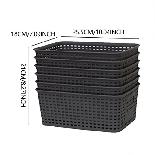 Plastic Weave Storage Baskets 6 Pcs 1
