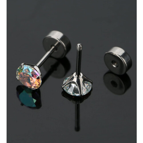 Hypoallergenic Titanium Flat Back Stud Earrings Set 4 Pairs 2