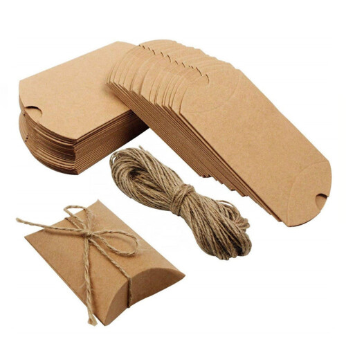 Black Paper Pillow Candy Box Foldable with Jute Rope Small 1