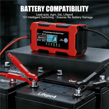 12V 10A Ładowarka do Akumulatorów Samochodowych, Temp Comp Pulse Desulfator do Samochodów, Ciężarówek, Motocykli, Kosiarki, Wtyczka US