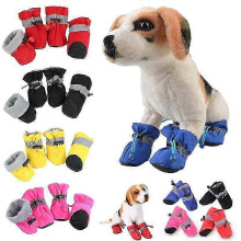 (4cm, black) 2025 4pcs Winter Pet Dog Rain Shoes Shoes Cover Snow Boots Soft Footwear Warm Waterproof Anti-Slip