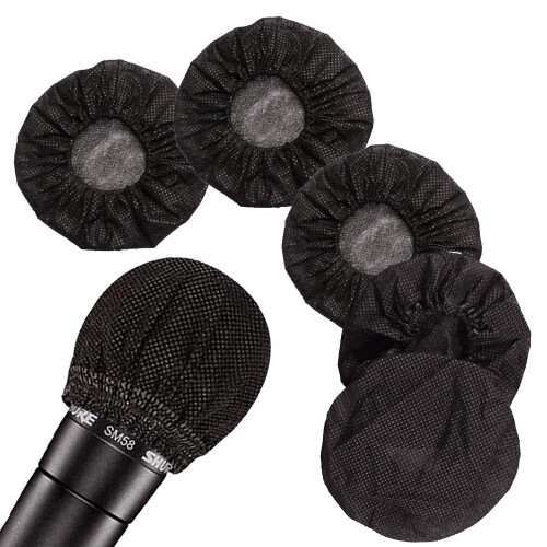 Disposable Microphone Cover Non-Woven Black 200 Pcs