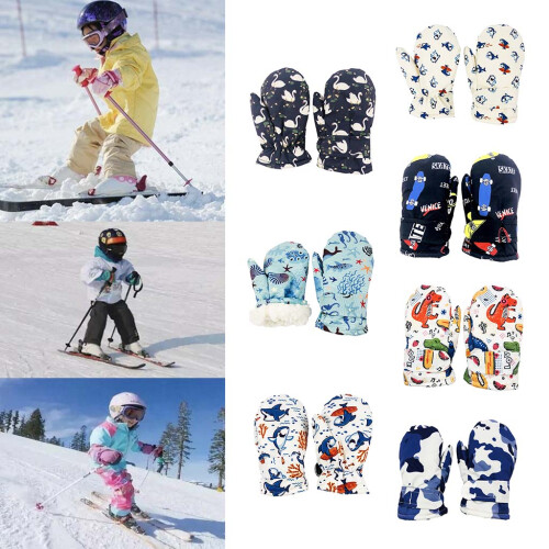 Kids Waterproof Winter Gloves Cartoon Animal Pattern Plush 1