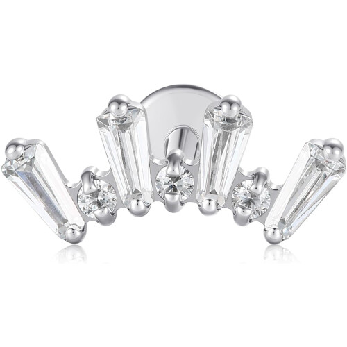 Flat Back Earrings for Cartilage Tragus Helix 16g CZ Silver 1