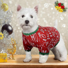 (L, Merry Christmas) New Year Pets Dogs Clothing For Small Medium Dogs Cosplay for Christmas Theme Winter Shirt Coat Clothes for Dog Puppy XS