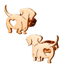Niedliche Dackel-Ohrstecker, Ohrstecker, einzigartiger-Roségold