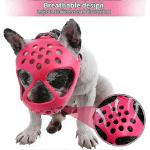 (M, Rose) Short Snout Dog Muzzle,soft Silicone Adjustable Breathable Bulldog Muzzle For French Bulldog Shih Tzu And Pug For Biting Chewing Training