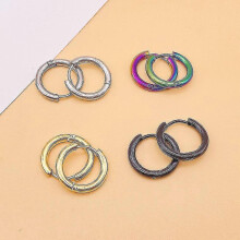 (20mm, Rose Gold) Thin Circle Ear Stud With Colorful/solid-color Elegant Stylish Dangler Jewelry For Women Men Unisex - Ya