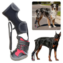 (M, black red 2pcs) 1/2Pcs No Knuckling Boot Brace Dog Dragging Paws Corrective Dog Shoe to Safely Lift Toes Drop Foot Brace with Reel XL