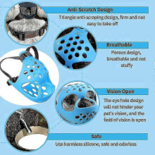 (L, Blue) Short Snout Dog Muzzle,soft Silicone Adjustable Breathable Bulldog Muzzle For French Bulldog Shih Tzu And Pug For Biting Chewing Training