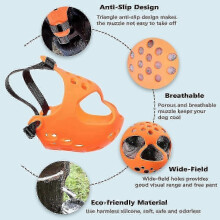 (M, Orange) Short Snout Dog Muzzle,soft Silicone Adjustable Breathable Bulldog Muzzle For French Bulldog Shih Tzu And Pug For Biting Chewing Training