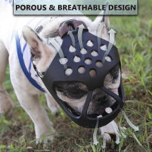 (M, Black) Short Snout Dog Muzzle,soft Silicone Adjustable Breathable Bulldog Muzzle For French Bulldog Shih Tzu And Pug For Biting Chewing Training