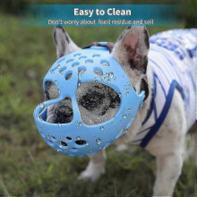 (S, Blue) Short Snout Dog Muzzle,soft Silicone Adjustable Breathable Bulldog Muzzle For French Bulldog Shih Tzu And Pug For Biting Chewing Training