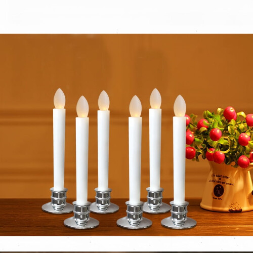 Flameless Taper Candles Battery Operated 6 Pack