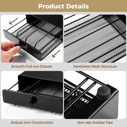 Coffee Pod Drawer Holder Metal 40-Capsule Organizer 2