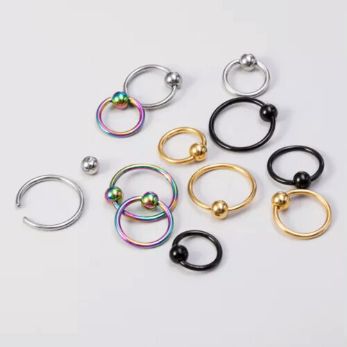 Captive Bead Ring BCR Ear Hoop 16G 6mm 10Pcs Rainbow 1