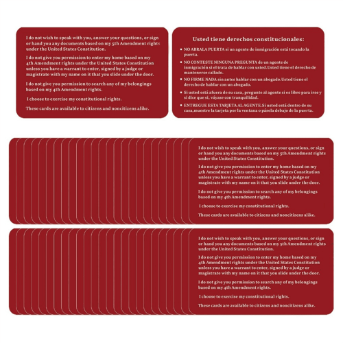 Immigration Rights Red Card English/Spanish 50PCS 50 1