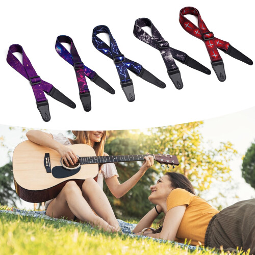 Cotton Guitar Strap with Adjustable Thick Shoulder Belt 1